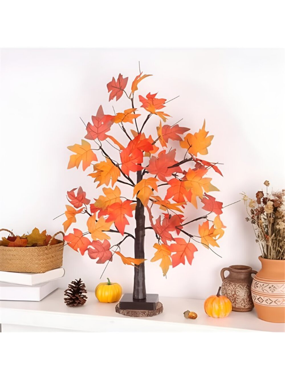 1 Pack 24 Inch Fall Maple Tree with 48LED Battery Operated Lighted Tabletop - Picture 2 of 7